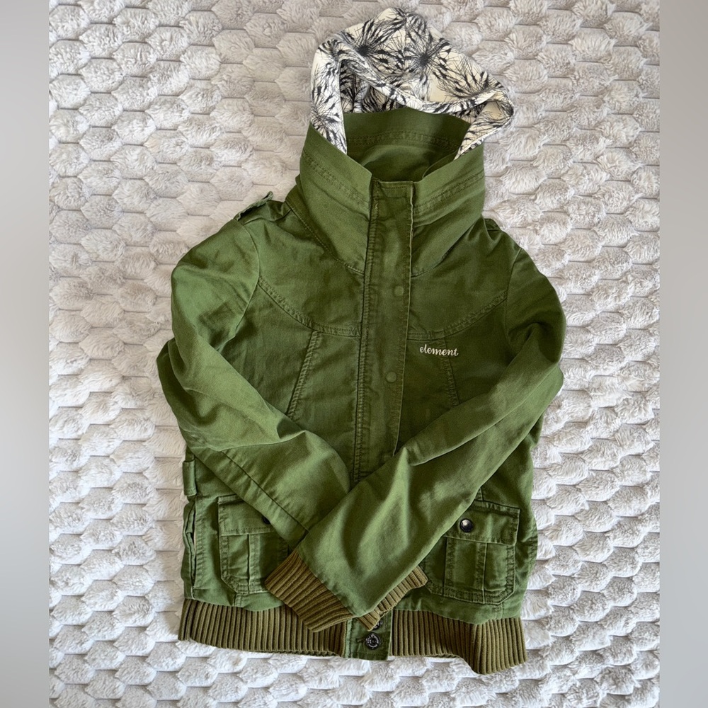 Element brand olive green utility jacket for women